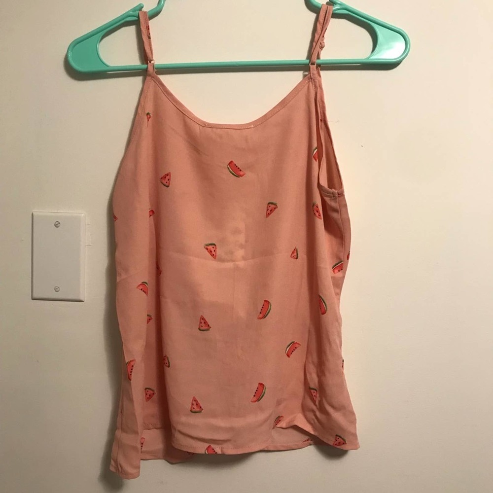 Hippie Rose Knot Twist Front Peach Melon Tank Top - Picture 3 of 4